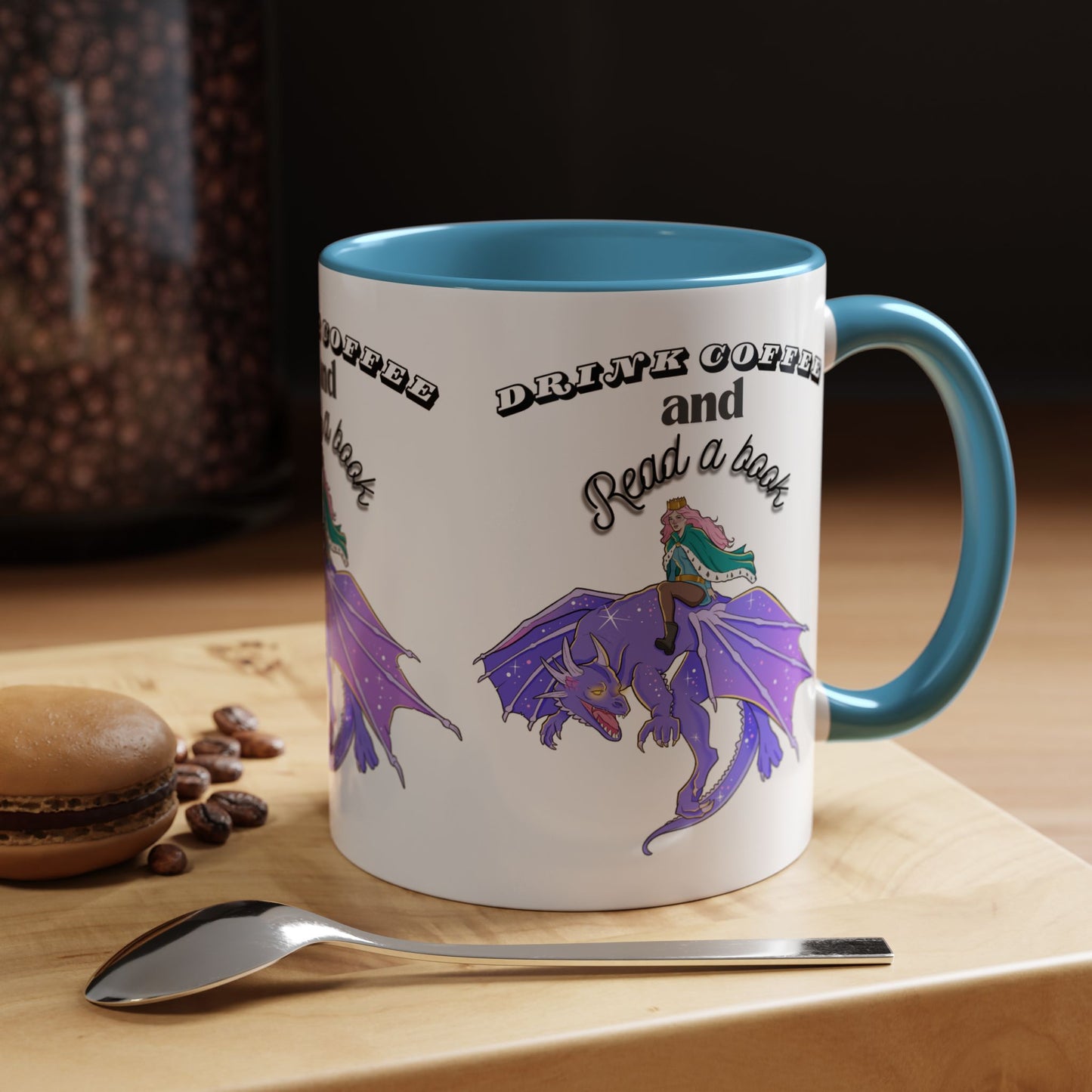 Fantasy Coffee Mug, Drink Coffee and Read a Book, Gift for Book Lovers, Dragon Themed Mug, Coffee Lover Gift, Reading Enthusiast
