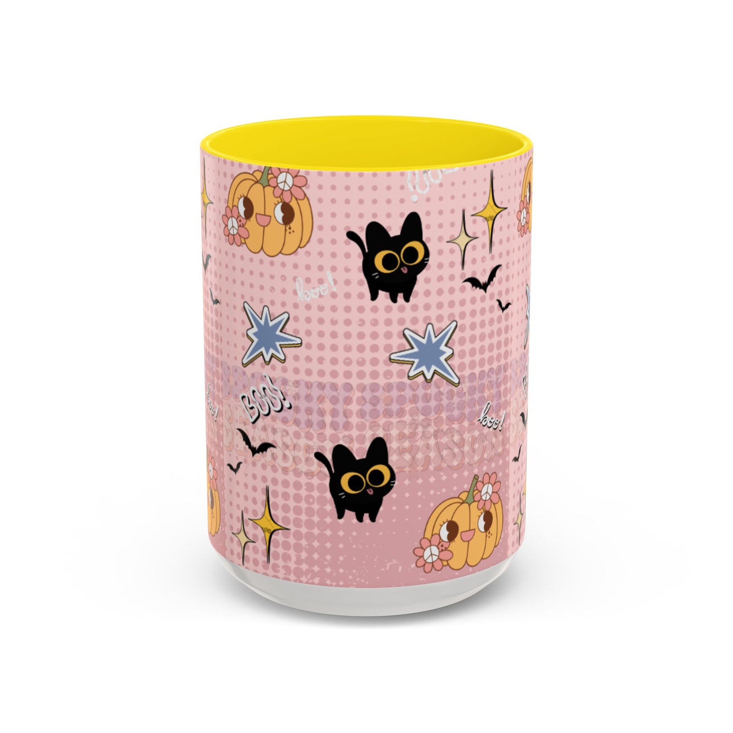 Whimsical Halloween Accent Coffee Mug, Cute Cat & Pumpkin Design, Perfect Gift for Cat Lovers, Holiday Decor, Spooky Season