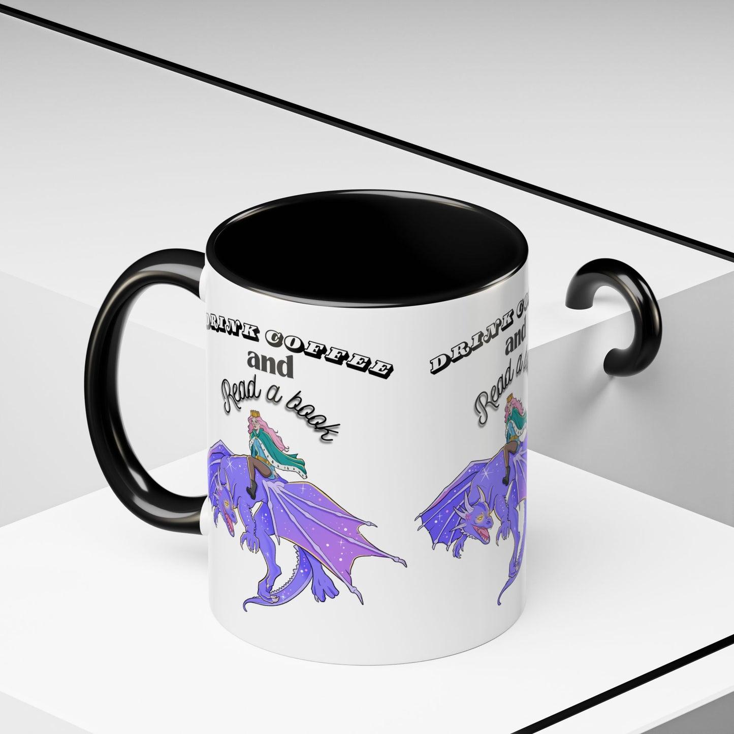 Fantasy Coffee Mug, Drink Coffee and Read a Book, Gift for Book Lovers, Dragon Themed Mug, Coffee Lover Gift, Reading Enthusiast