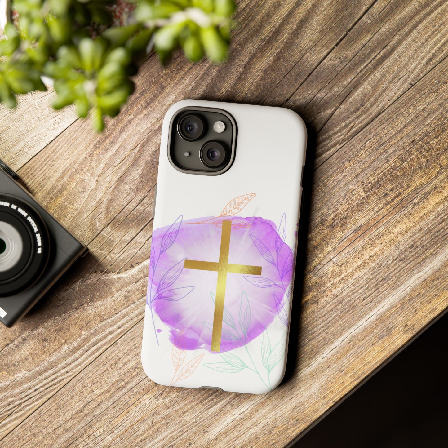 Christian Phone Case with Purple Floral Design, Tough and Stylish Smartphone Cover for Faith Lovers, Gift for Religious Friends, [...]