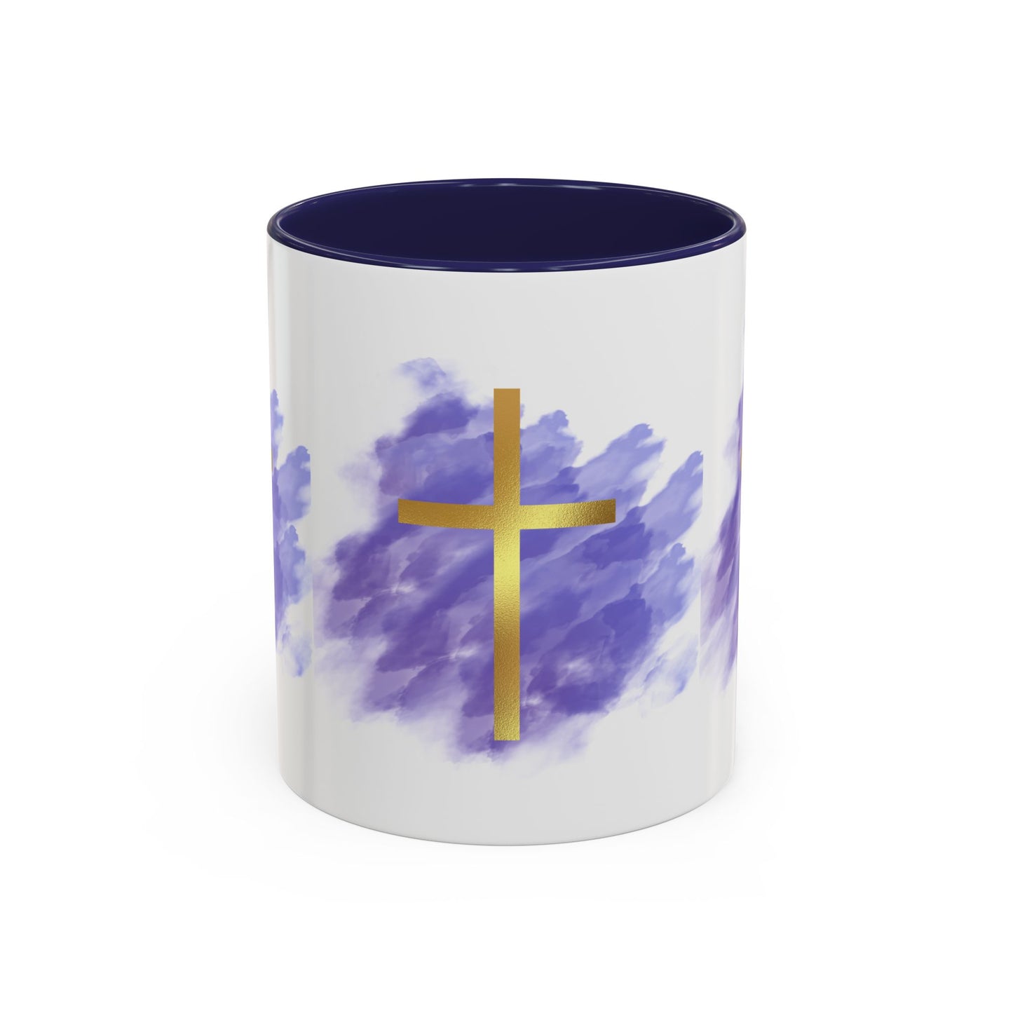 Faith-Inspired Accent Coffee Mug with Golden Cross, Religious Gift for Friends and Family, 11oz 15oz, Inspirational Church Mug, [...]