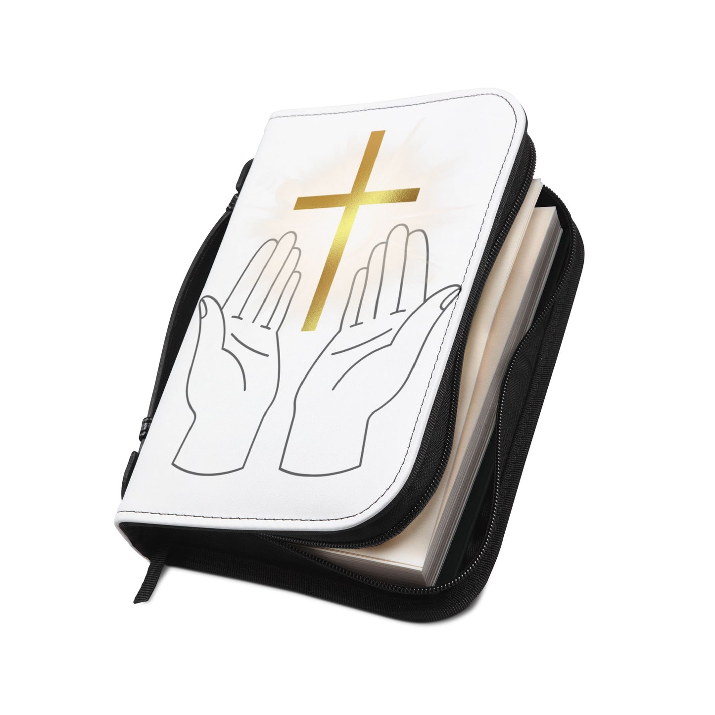 Christian Bible Cover with Cross and Hands, Religious Gifts, Church Supplies, Inspirational Accessories, Baptism or Confirmation