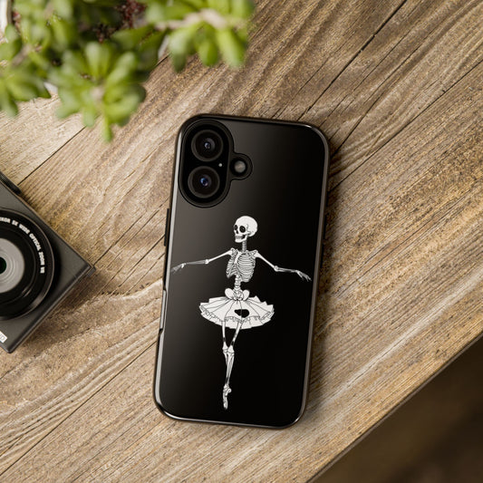 Skeleton Ballerina Phone Case, Tough Phone Cover for Dance Lovers, Unique Skeleton Design, Halloween Gift, Durable Shell