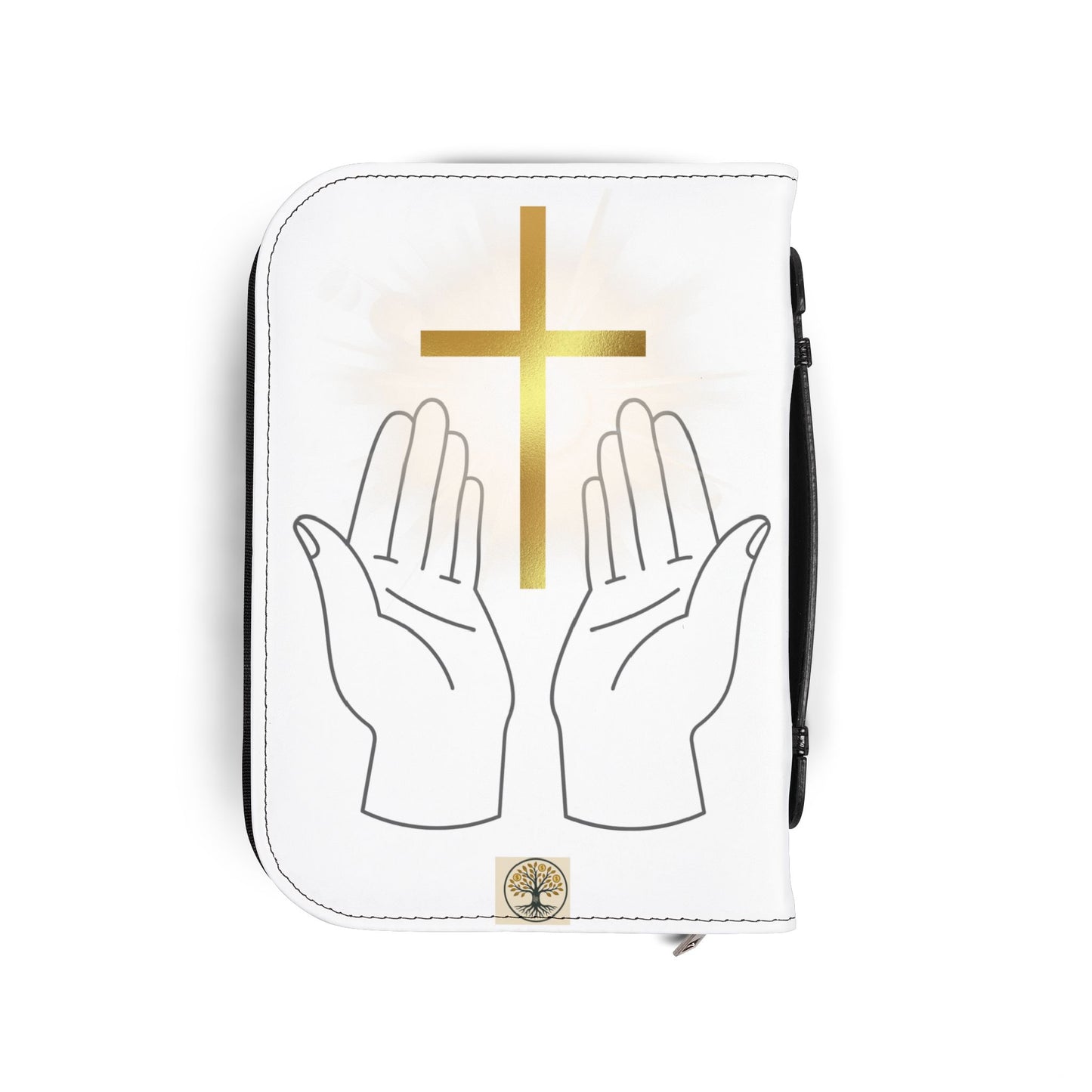 Christian Bible Cover with Cross and Hands, Religious Gifts, Church Supplies, Inspirational Accessories, Baptism or Confirmation