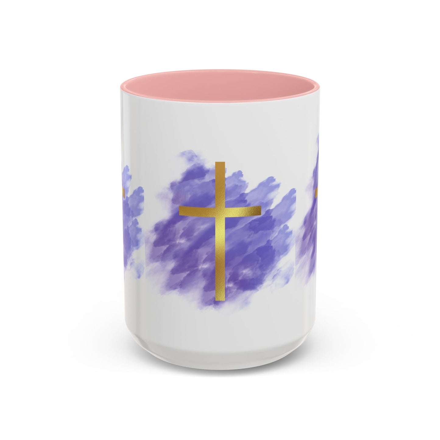 Faith-Inspired Accent Coffee Mug with Golden Cross, Religious Gift for Friends and Family, 11oz 15oz, Inspirational Church Mug, [...]