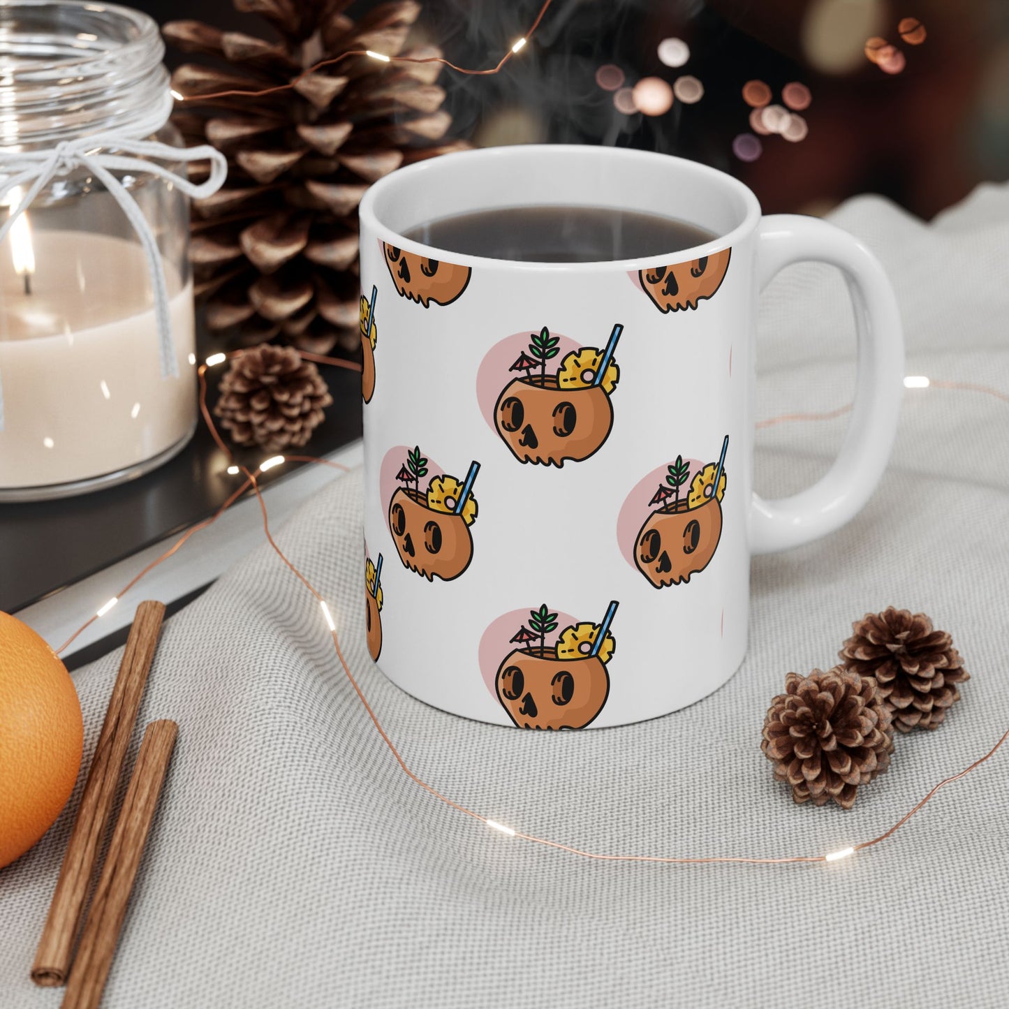 Cute hlloween Pattern Ceramic Mug - Coffee Tea Cup for Halloween Lovers, Fun Gift, Home Decor, Holiday, Office, Summer Vibes
