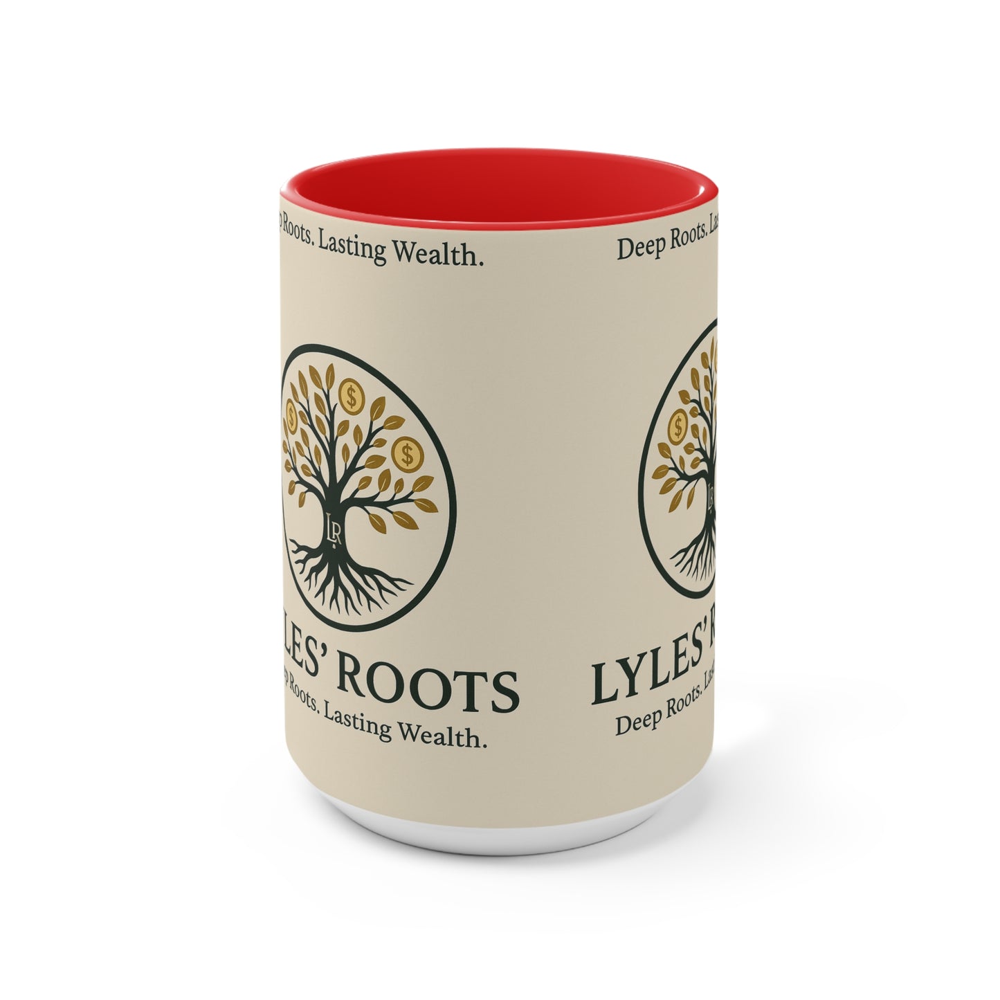 Lyles Roots of Wealth brand Accent Mug - Inspirational Coffee Cup for Financial Freedom, Gift for Entrepreneurs, Office Décor, Motivational Tea Cup