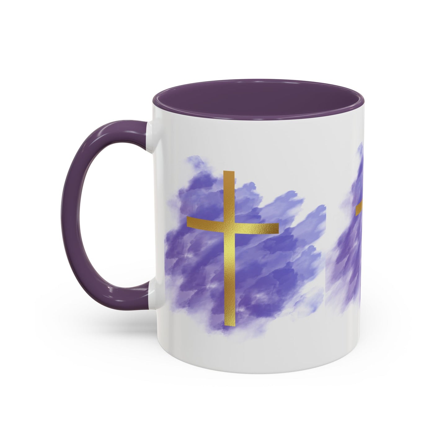 Faith-Inspired Accent Coffee Mug with Golden Cross, Religious Gift for Friends and Family, 11oz 15oz, Inspirational Church Mug, [...]