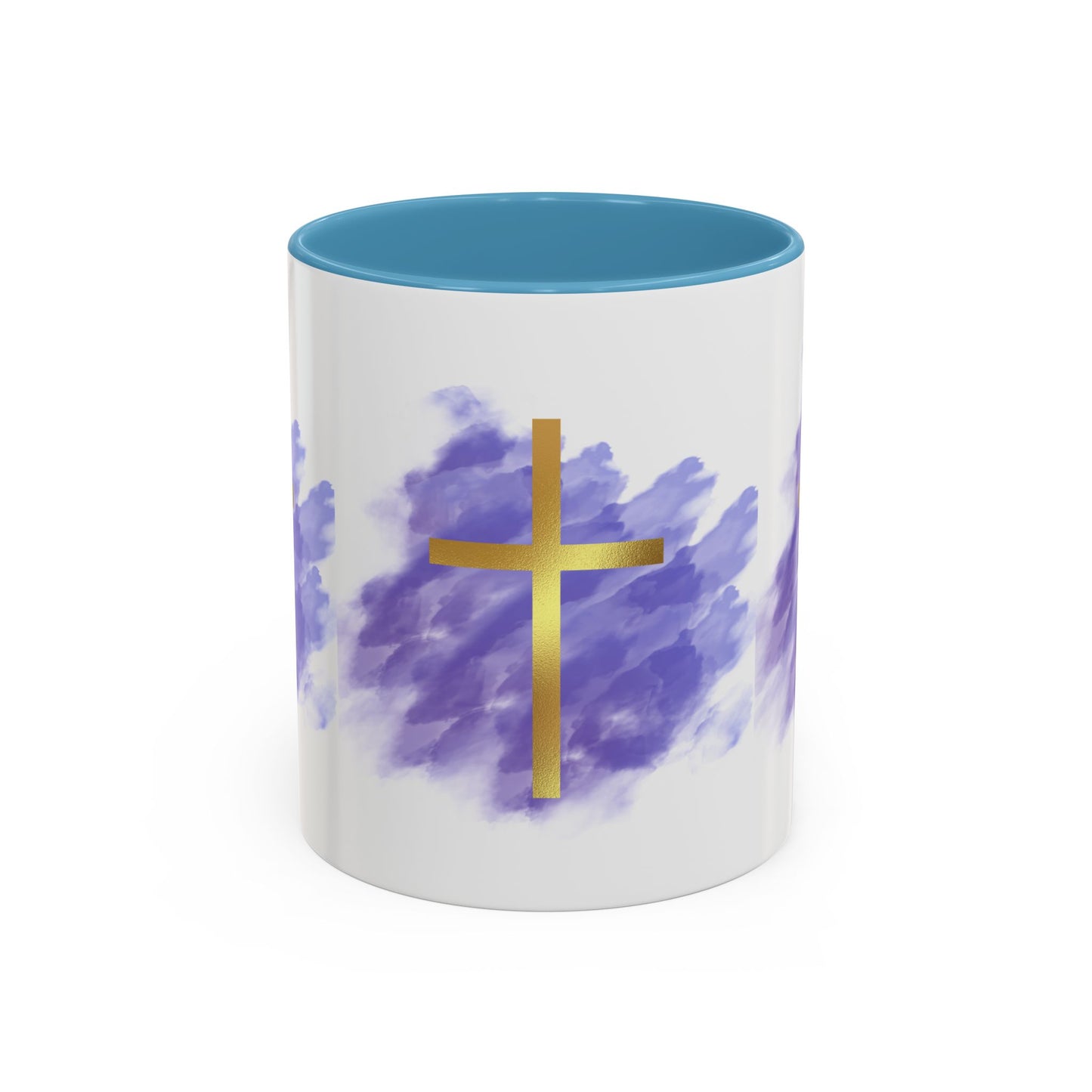 Faith-Inspired Accent Coffee Mug with Golden Cross, Religious Gift for Friends and Family, 11oz 15oz, Inspirational Church Mug, [...]