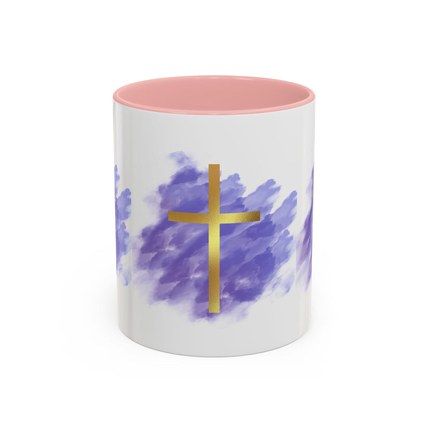 Faith-Inspired Accent Coffee Mug with Golden Cross, Religious Gift for Friends and Family, 11oz 15oz, Inspirational Church Mug, [...]