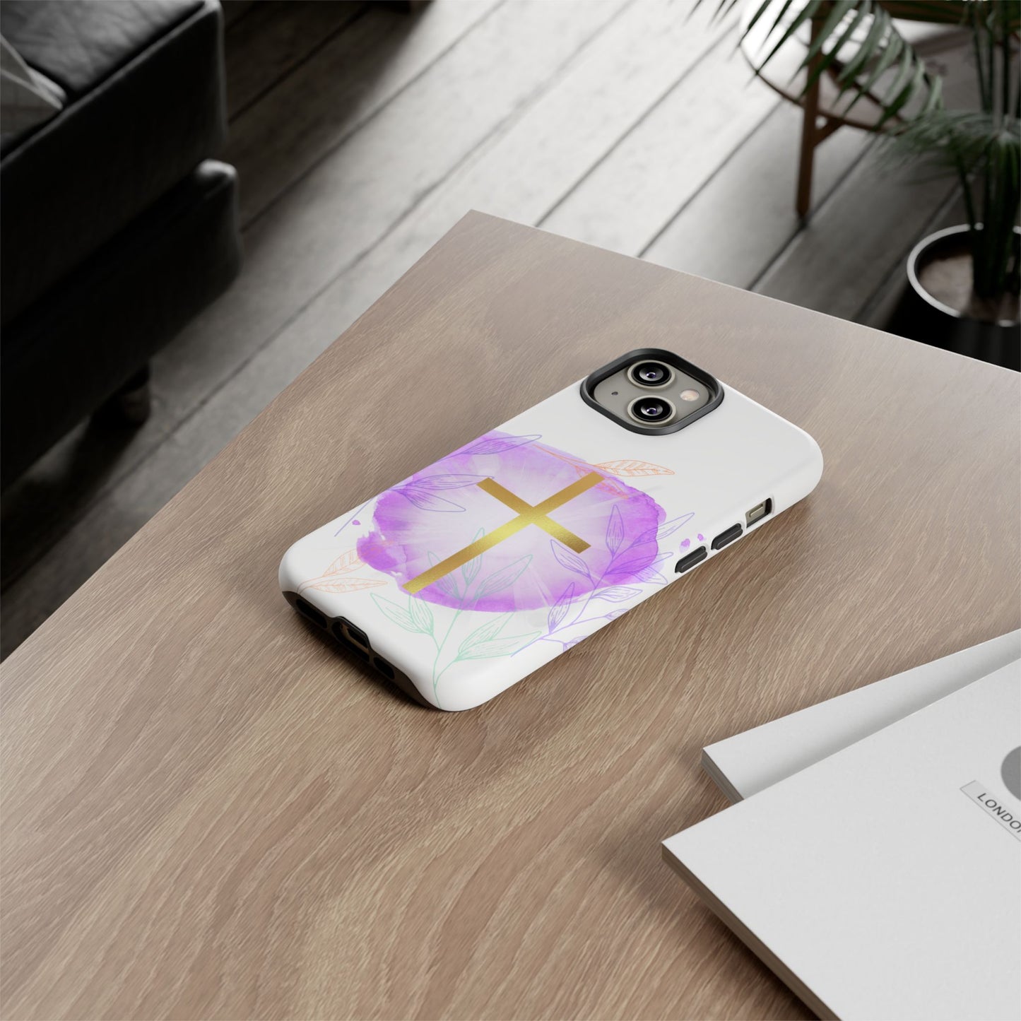 Christian Phone Case with Purple Floral Design, Tough and Stylish Smartphone Cover for Faith Lovers, Gift for Religious Friends, [...]