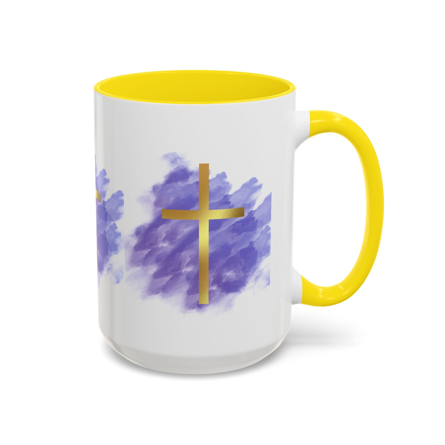 Faith-Inspired Accent Coffee Mug with Golden Cross, Religious Gift for Friends and Family, 11oz 15oz, Inspirational Church Mug, [...]