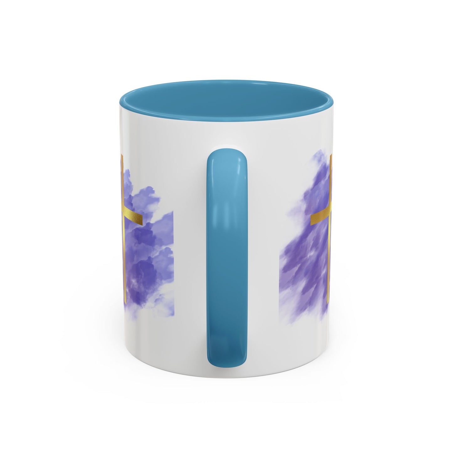 Faith-Inspired Accent Coffee Mug with Golden Cross, Religious Gift for Friends and Family, 11oz 15oz, Inspirational Church Mug, [...]