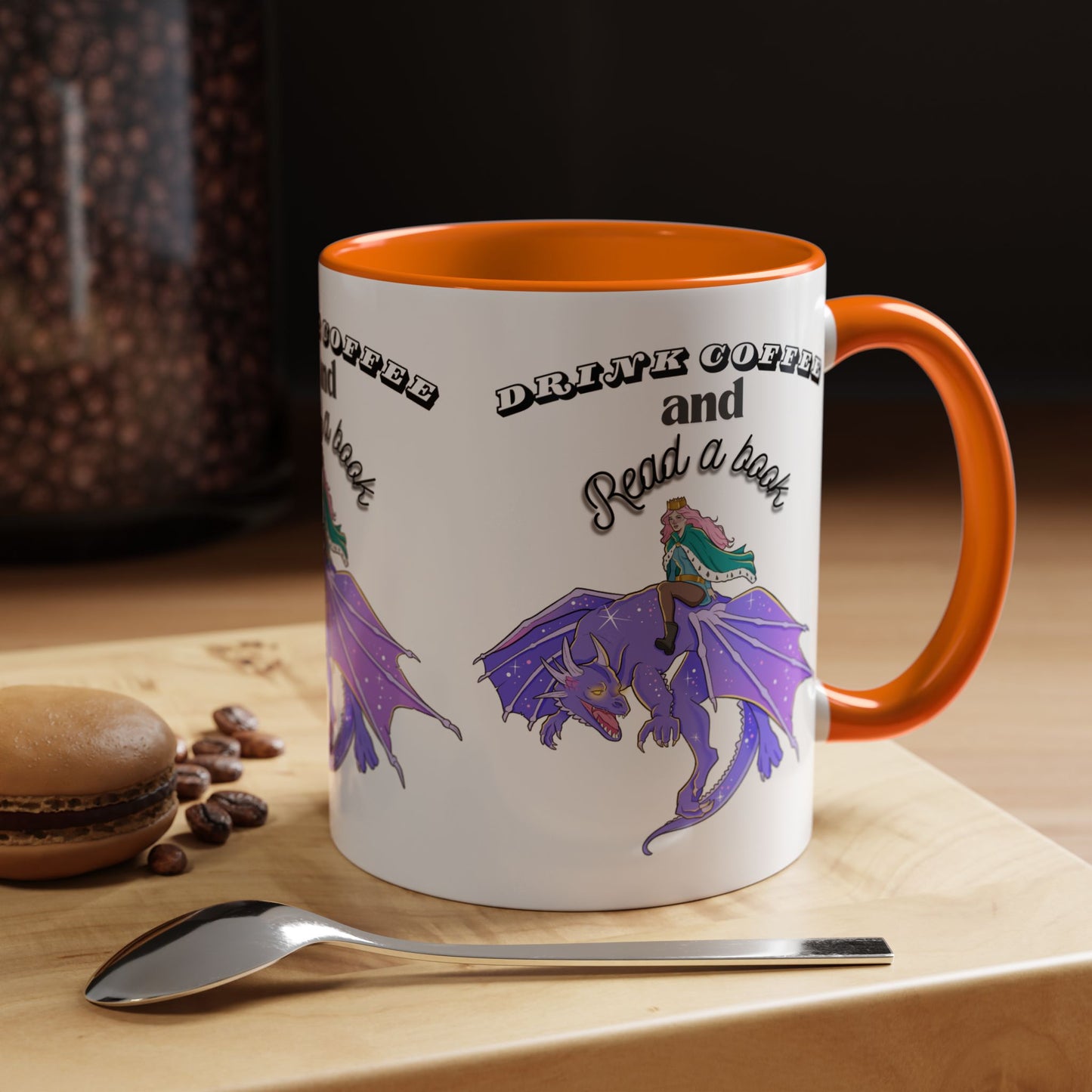Fantasy Coffee Mug, Drink Coffee and Read a Book, Gift for Book Lovers, Dragon Themed Mug, Coffee Lover Gift, Reading Enthusiast