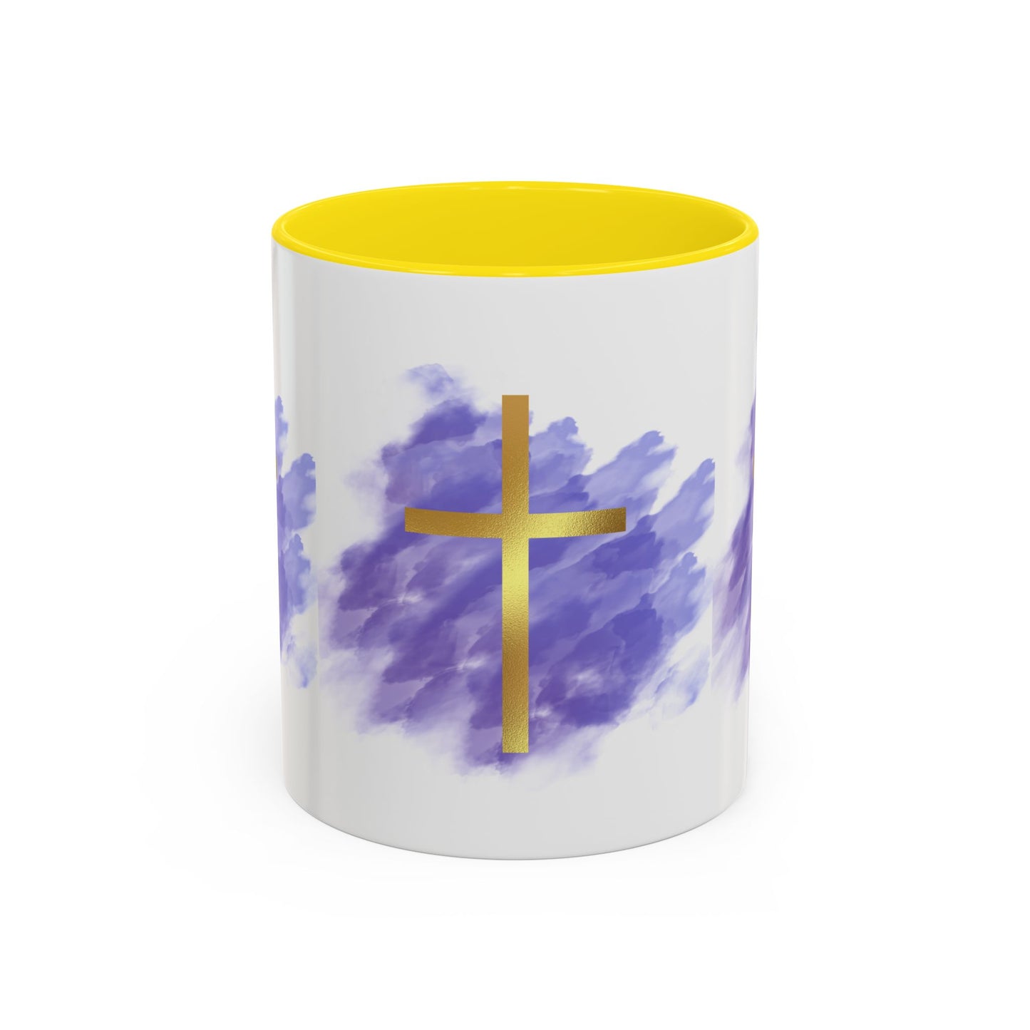 Faith-Inspired Accent Coffee Mug with Golden Cross, Religious Gift for Friends and Family, 11oz 15oz, Inspirational Church Mug, [...]