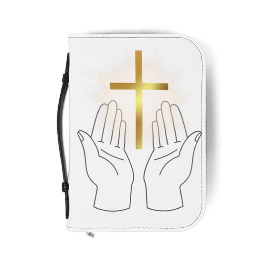 Christian Bible Cover with Cross and Hands, Religious Gifts, Church Supplies, Inspirational Accessories, Baptism or Confirmation