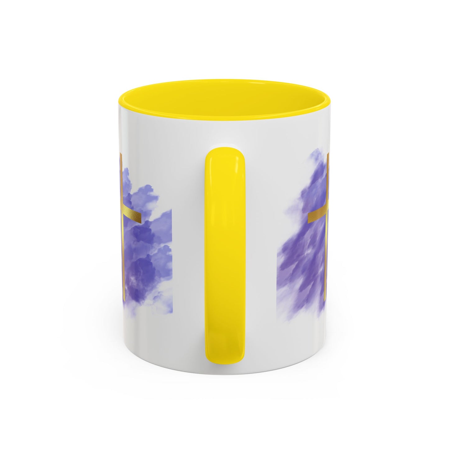 Faith-Inspired Accent Coffee Mug with Golden Cross, Religious Gift for Friends and Family, 11oz 15oz, Inspirational Church Mug, [...]