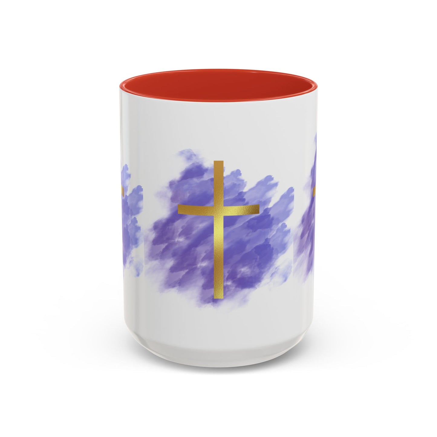 Faith-Inspired Accent Coffee Mug with Golden Cross, Religious Gift for Friends and Family, 11oz 15oz, Inspirational Church Mug, [...]