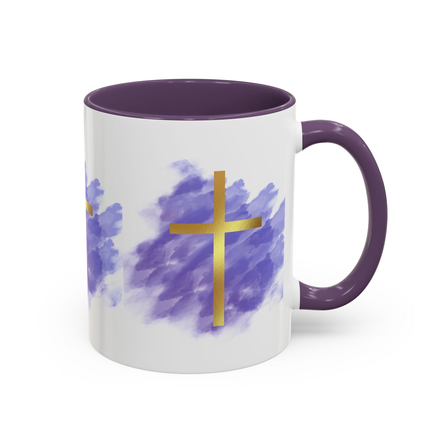 Faith-Inspired Accent Coffee Mug with Golden Cross, Religious Gift for Friends and Family, 11oz 15oz, Inspirational Church Mug, [...]